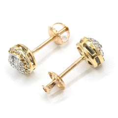 Womens 10k Yellow Gold Round Earring 0.27CTW Natural Baguette Diamonds 1.4g Stud