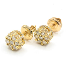 Womens Pure 10k Yellow Gold Round Earring 0.75 CTW Natural Diamonds 2.2g Stud