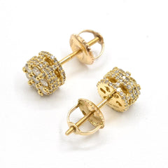 Womens Pure 10k Yellow Gold Round Earring 0.75 CTW Natural Diamonds 2.2g Stud