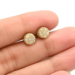 Womens Pure 10k Yellow Gold Round Earring 0.75 CTW Natural Diamonds 2.2g Stud