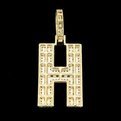 10k Yellow Gold 0.85CT Natural Diamond H Initial Alphabet Pendant 3D 3.56g Charm