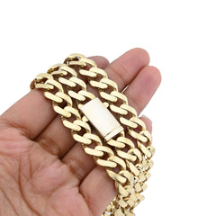 12MM 1/10th 10k Yellow Gold Bonded 925 Cuban Link Chain 22 Inch 42.3gms Necklace