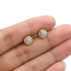 NEW 10k Yellow Gold Round Earring 0.20 CTW Natural Baguette Diamonds 1.6g Stud