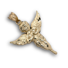10k Yellow Gold Angel Pendant Religious 1.9g Charm For Mens