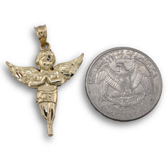 10k Yellow Gold Angel Pendant Religious 1.9g Charm For Mens
