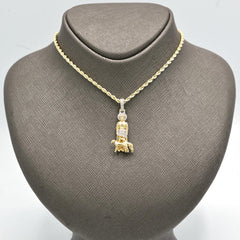 10k Yellow Gold 0.18CT Natural Diamond Jesus w/ 2 Small Goats Pendant 4.6g Charm