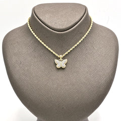 Pure 10k Yellow & White Gold 0.35CT Natural Diamond Butterfly Pendant 2.2g Charm