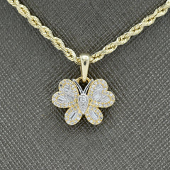 10k Yellow Gold 0.25CT Pure Baguette Diamond Butterfly w/ Wings Pendant 2g Charm