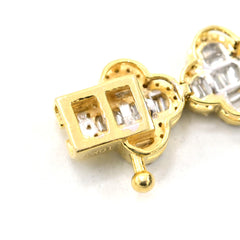 9MM 10k Yellow Gold 7Inch 3CTW Natural Baguette Diamond 11.2g Clover Bracelet