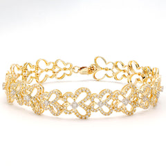 10MM 10k Yellow Gold 1.05CT Diamond Butterfly Style Bracelet 7.8g Armlet - 7Inch