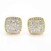 Womens Pure 10k Yellow Gold Square Earring 0.36 CTW Natural Diamonds 1.8g Stud