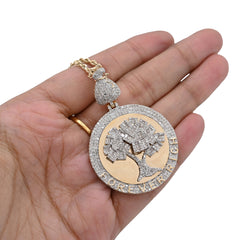 10k Yellow Gold 3.5CTW Round/Baguette Diamond "Forever Rich" Tree Pendant 15.4gm