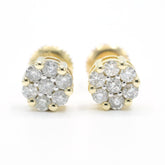Womens Pure 10k Yellow Gold Flower Earring 0.50 CTW Natural Diamonds 1.6g Stud