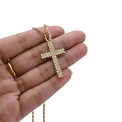 Pure 10k Yellow Gold 1.2CTW Natural Diamond Cluster Cross Pendant 2.2gms Charm