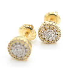 Womens Pure 10k Yellow Gold Round Earring 0.42 CTW Natural Diamonds 1.8g Stud