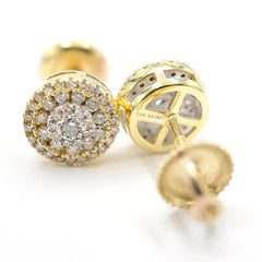 Womens Pure 10k Yellow Gold Round Earring 0.42 CTW Natural Diamonds 1.8g Stud