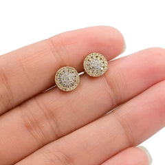 Womens Pure 10k Yellow Gold Round Earring 0.42 CTW Natural Diamonds 1.8g Stud