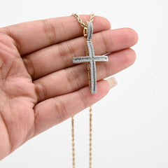 10k Yellow Gold 0.45 CTW Natural Diamond Cross Pendant Religious 4g Charm