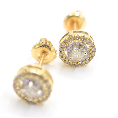 Womens Pure 10k Yellow Gold Round Earring 0.35 CTW Natural Diamonds 1.4g Stud