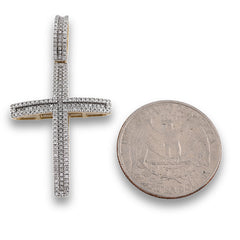10k Yellow Gold 0.45 CTW Natural Diamond Cross Pendant Religious 4g Charm