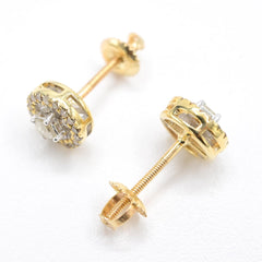Womens Pure 10k Yellow Gold Round Earring 0.35 CTW Natural Diamonds 1.4g Stud