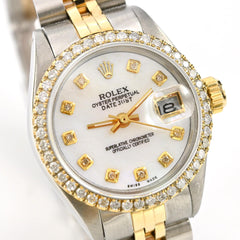 Original 26MM Rolex Datejust SS 1.25CTW Diamond Bezel Jubilee Green Face Watch