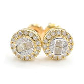 Womens Pure 10k Yellow Gold Round Earring 0.42 CTW Natural Diamonds 1.6g Stud