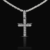 925 Sterling Silver 0.42 CTW Natural Diamond Cross Pendant Religious 3.8g Charm