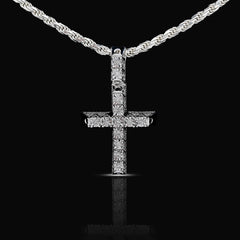 925 Sterling Silver 0.42 CTW Natural Diamond Cross Pendant Religious 3.8g Charm