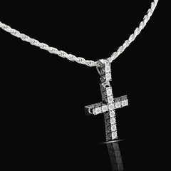 925 Sterling Silver 0.42 CTW Natural Diamond Cross Pendant Religious 3.8g Charm