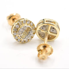 Womens Pure 10k Yellow Gold Round Earring 0.42 CTW Natural Diamonds 1.6g Stud