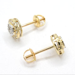 Womens Pure 10k Yellow Gold Round Earring 0.42 CTW Natural Diamonds 1.6g Stud