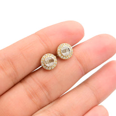 Womens Pure 10k Yellow Gold Round Earring 0.42 CTW Natural Diamonds 1.6g Stud