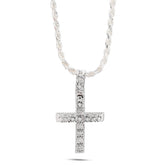 925 Sterling Silver 0.42 CTW Natural Diamond Cross Pendant Religious 3.8g Charm