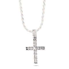 925 Sterling Silver 0.42 CTW Natural Diamond Cross Pendant Religious 3.8g Charm