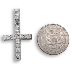 925 Sterling Silver 0.42 CTW Natural Diamond Cross Pendant Religious 3.8g Charm