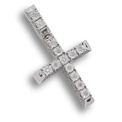 925 Sterling Silver 0.42 CTW Natural Diamond Cross Pendant Religious 3.8g Charm