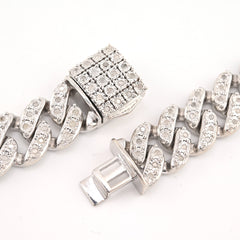 14MM 925 Silver 6CTW Natural 1 Row Diamond 87.5g Cuban Chain 22 Inch Necklace