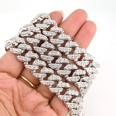 14MM 925 Silver 6CTW Natural 1 Row Diamond 87.5g Cuban Chain 22 Inch Necklace
