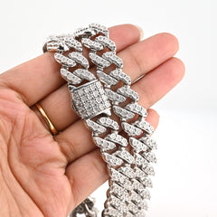 14MM 925 Silver 6CTW Natural 1 Row Diamond 87.5g Cuban Chain 22 Inch Necklace
