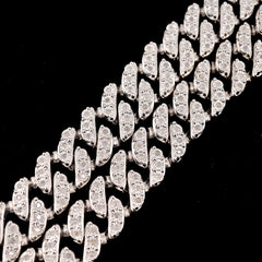14MM 925 Silver 6CTW Natural 1 Row Diamond 87.5g Cuban Chain 22 Inch Necklace