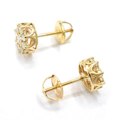 Womens Real 10k Yellow Gold Flower Earring 0.70 CTW Natural Diamonds 1.4g Stud