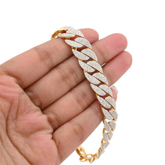 12MM 10k Yellow Gold 27.9g 7.5CTW Natural Diamond 8 Inch Cuban Link Men Bracelet