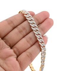 8MM 10k Yellow Gold 16.2g 3.9CTW Natural Diamond Cuban Link 8 Inch Mens Bracelet