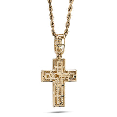 10k Yellow Gold 0.53 CTW Natural Diamond Religious Cross Pendant 3.7g Charm
