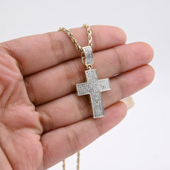 10k Yellow Gold 0.53 CTW Natural Diamond Religious Cross Pendant 3.7g Charm