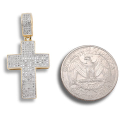 10k Yellow Gold 0.53 CTW Natural Diamond Religious Cross Pendant 3.7g Charm