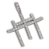 925 Silver 0.55 CTW Natural Diamond Religious 3 Cross Pendant 7.7g Mens Charm