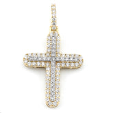 10k Yellow Gold 1.8CT Lab Grown Diamond Cross Pendant 5g Mens Religious Charm