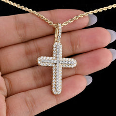 10k Yellow Gold 1.8CT Lab Grown Diamond Cross Pendant 5g Mens Religious Charm